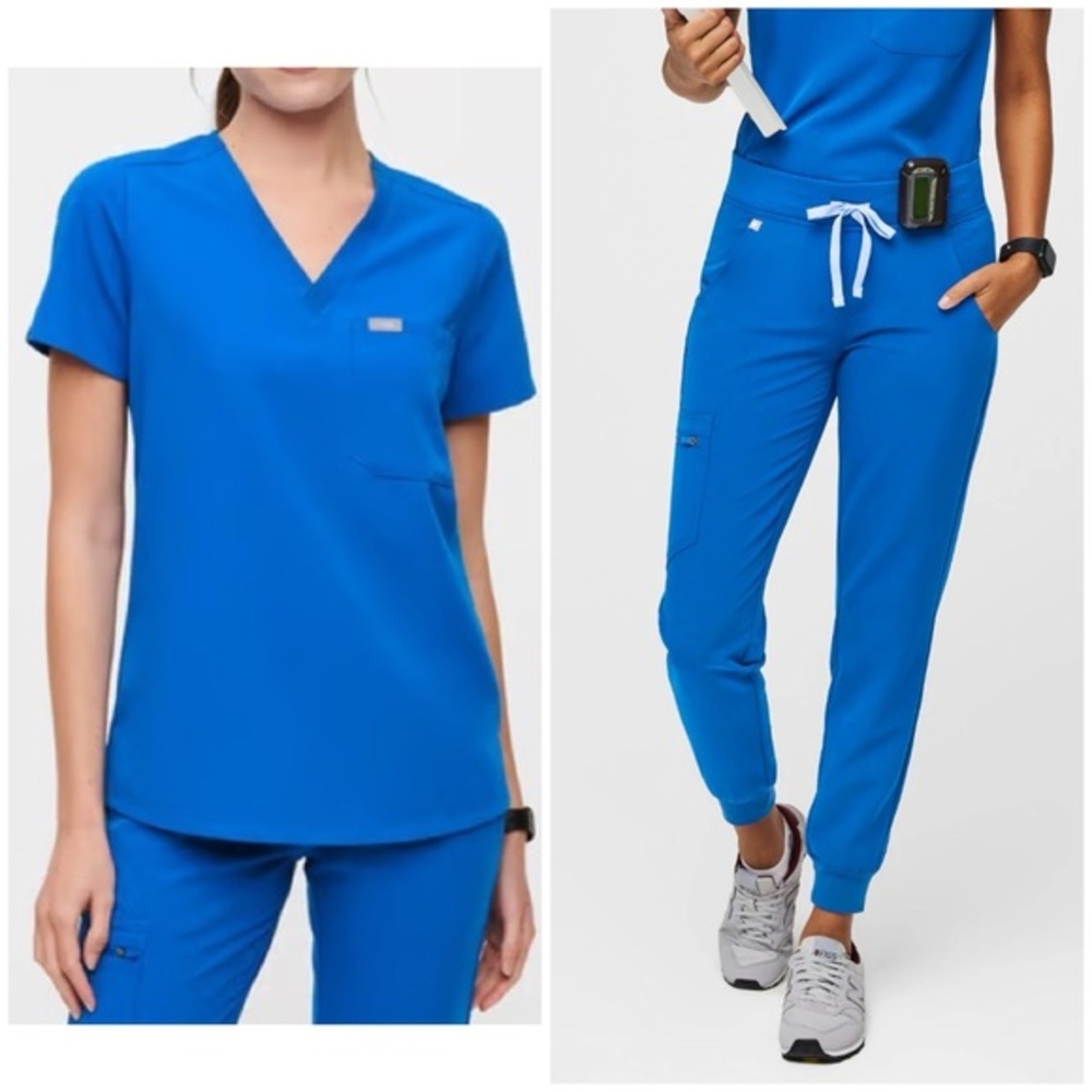 Figs Scrub Set Royal Blue Catarina Top Zamora Joggers Size XS